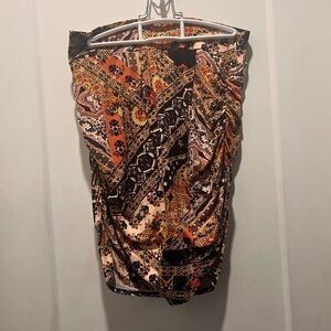 Free people skirt. Ruching and wrapping with their signature cool print!